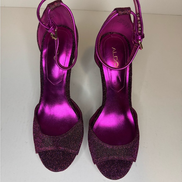 Aldo Fuchsia Glitter Platform Heels Size 6.5 - Picture 2 of 11